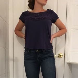 Blue cotton top with embroidery